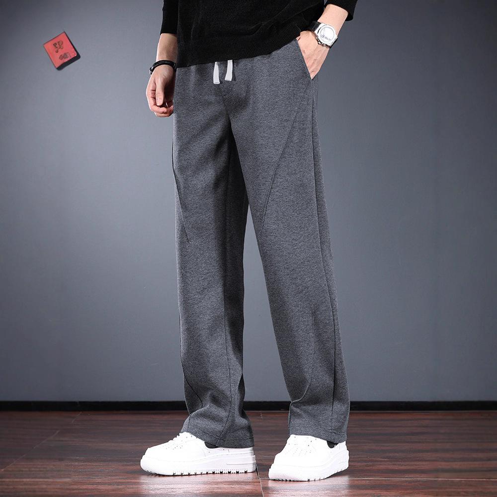 High-end sweatpants men's autumn and winter loose straight wide legs trendy brand drape solid color sports casual versatile long pants