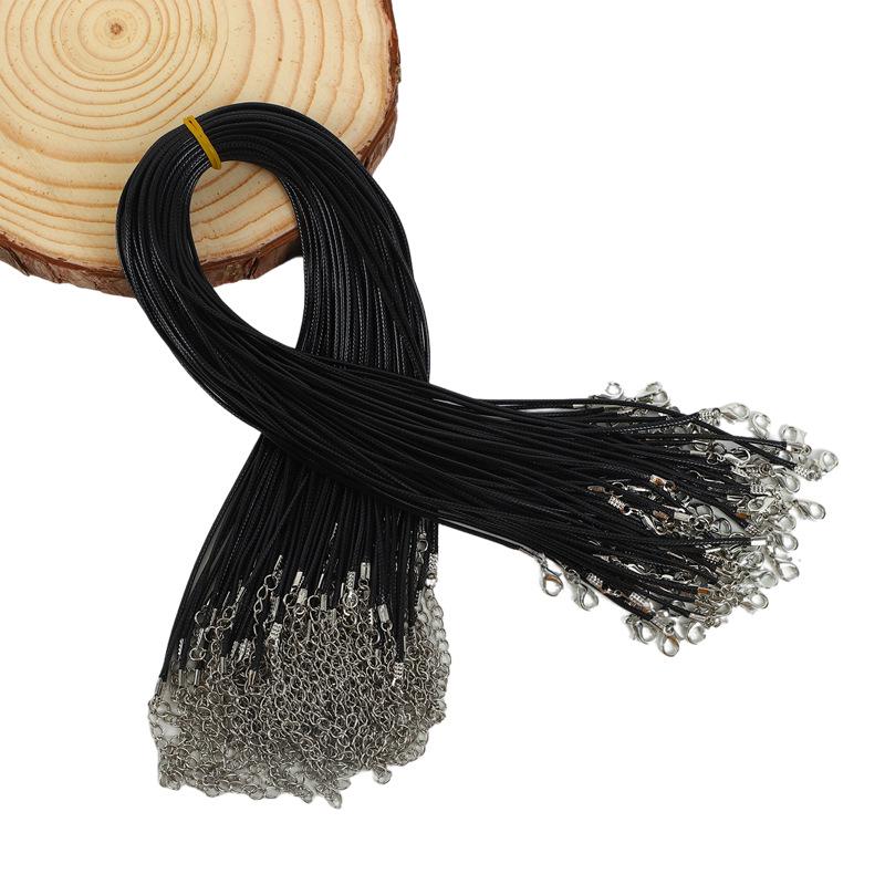 Adjustable Simple Black Wax Line Necklace with Lobster Clasp - DIY Jewelry Accessories