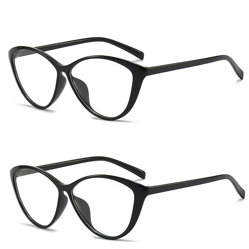 Fashion 2PCS Fashion Ins Stylish Plain Glasses for Women Ladies Cat Eye Optical Spectacle Eyeglasses Unisex Men Retro Anti-blue Glasses