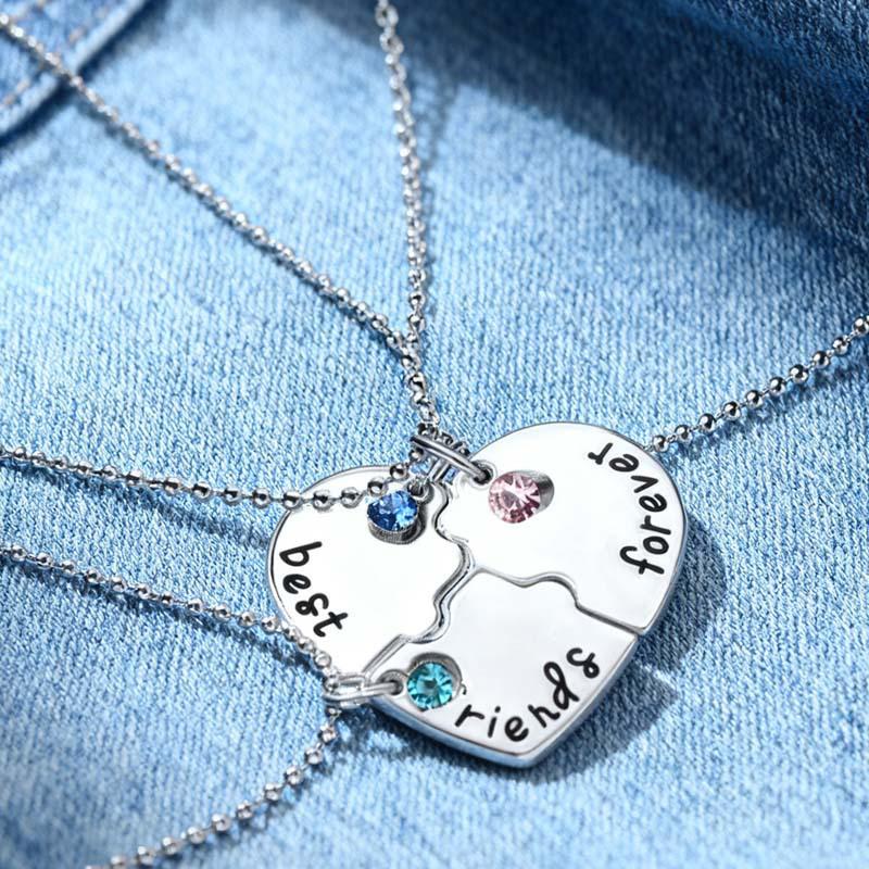 Sun Moon Stars Patchwork BFF Heart Necklace for Best Friends Forever