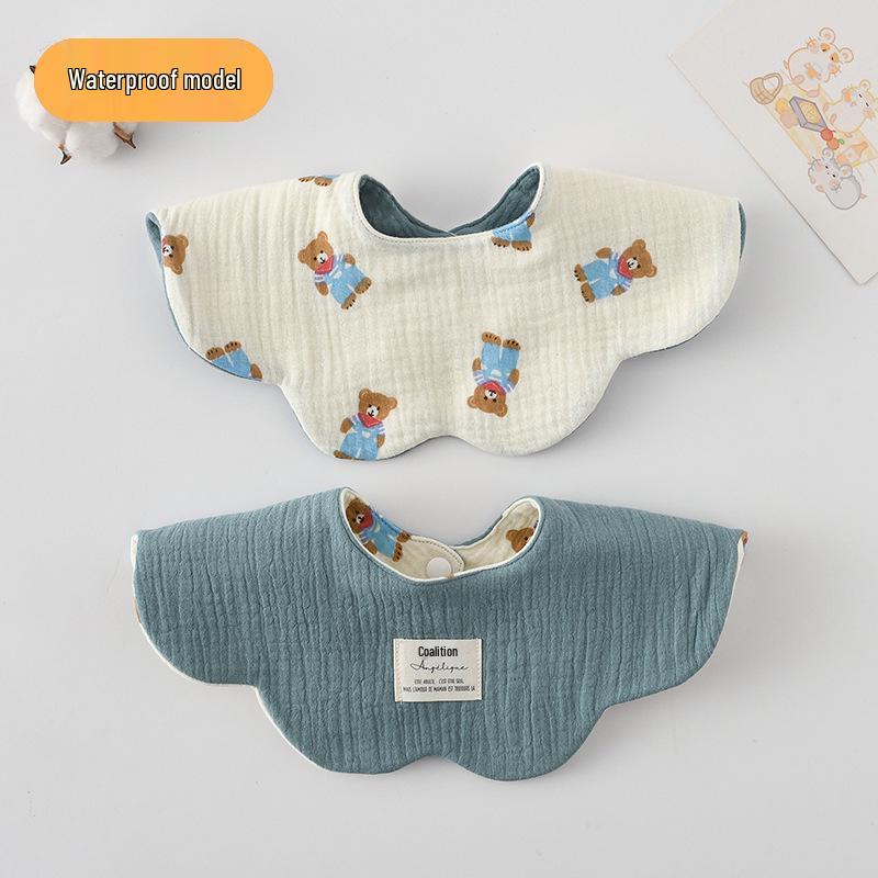 Dwustronny, wodoodporny śliniaczek dla niemowląt w stylu koreańskim z płatkami, wykonany w 100% z gazy bawełnianej