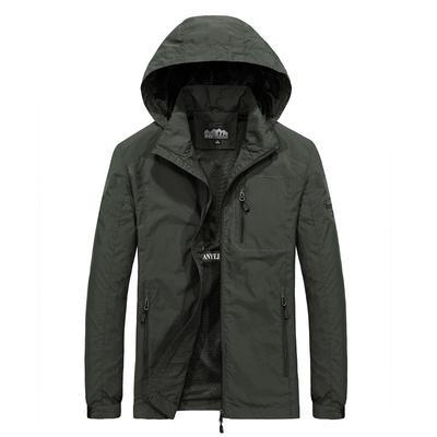 Men's Spring and Autumn Thin Hooded Jacket Outdoor Large Size Anti-splashing Jacket Men's Casual Jacket