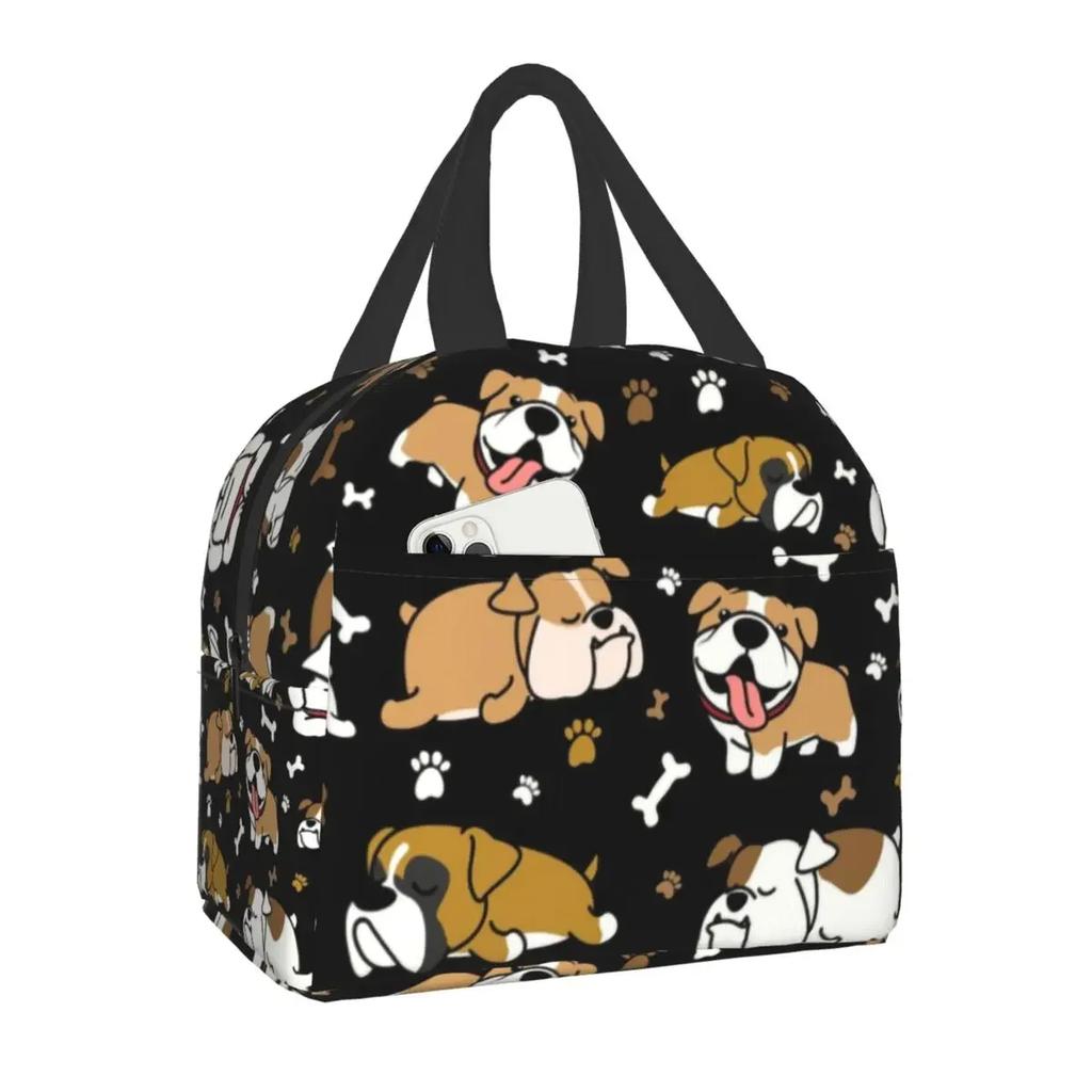 French Bulldog Puppy Facial Insulated Lunch Bag for Work School Frenchie Resuable Thermal Cooler Lunch Box Women Kids