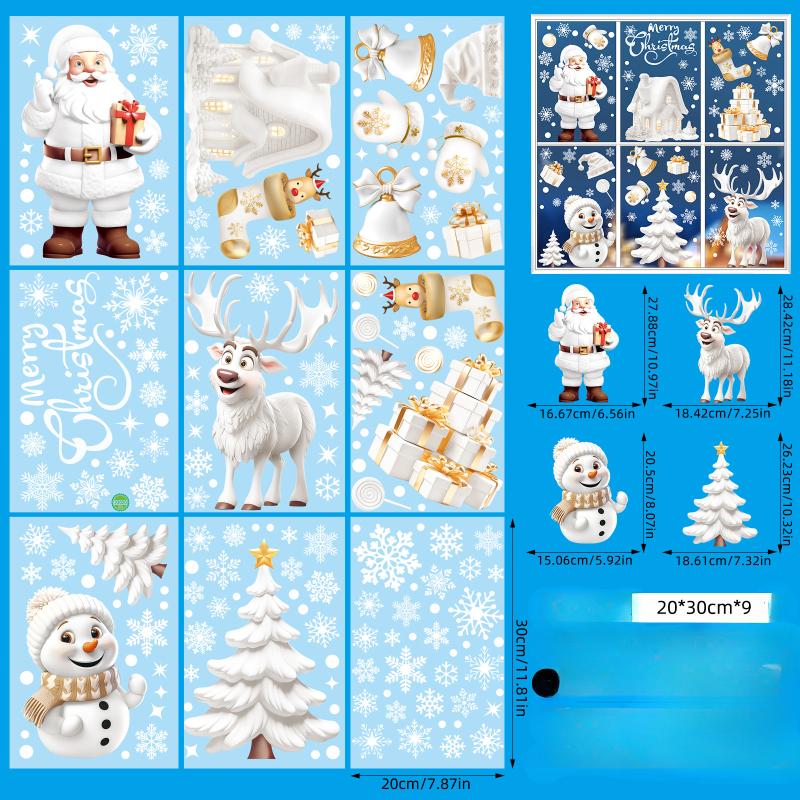 

New Christmas Snowflake Static Wall Stickers Decoration Mirror Door Stickers Showcase Christmas Decorative Stickers 20x30CM