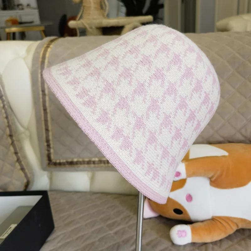 New Winter Hat Ins Wind Japanese Bucket Hats Korean Version Cute Knitted Hats Wool Bucket Hat For Women Mother Mum Gift