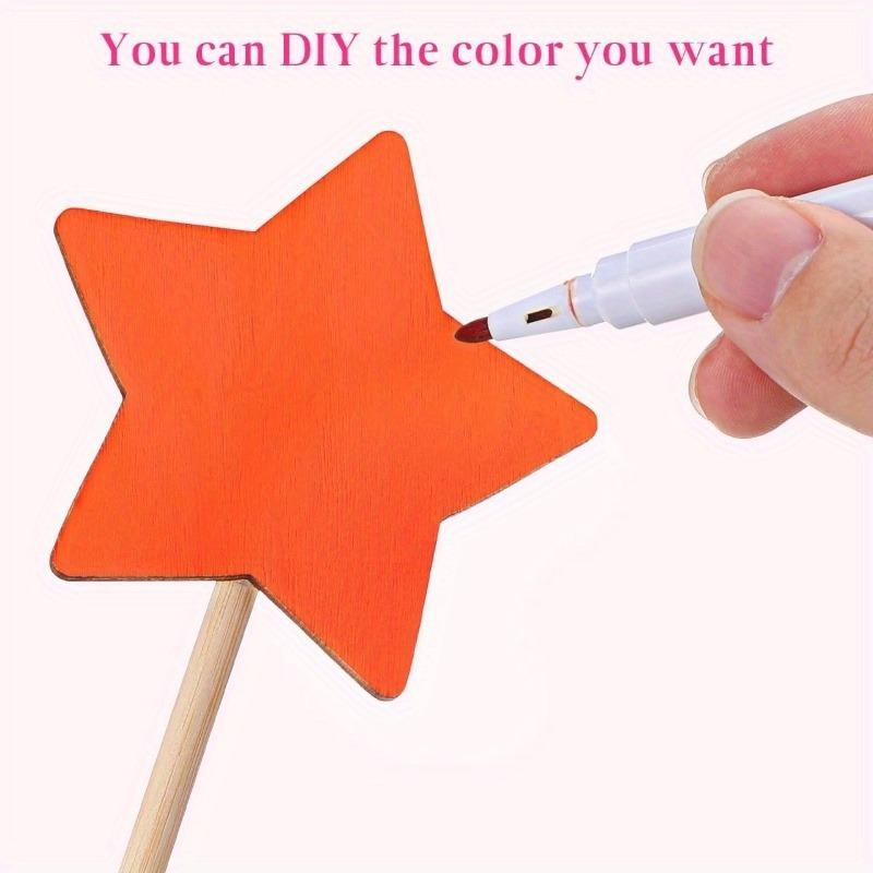 10/20 Stück Holzsternstäbe DIY Prinzessinnen Bastelstäbe Holz Kinder Graffiti Malerei Party Bastelset Unvollendet Ihre Zeichnung Mädchen