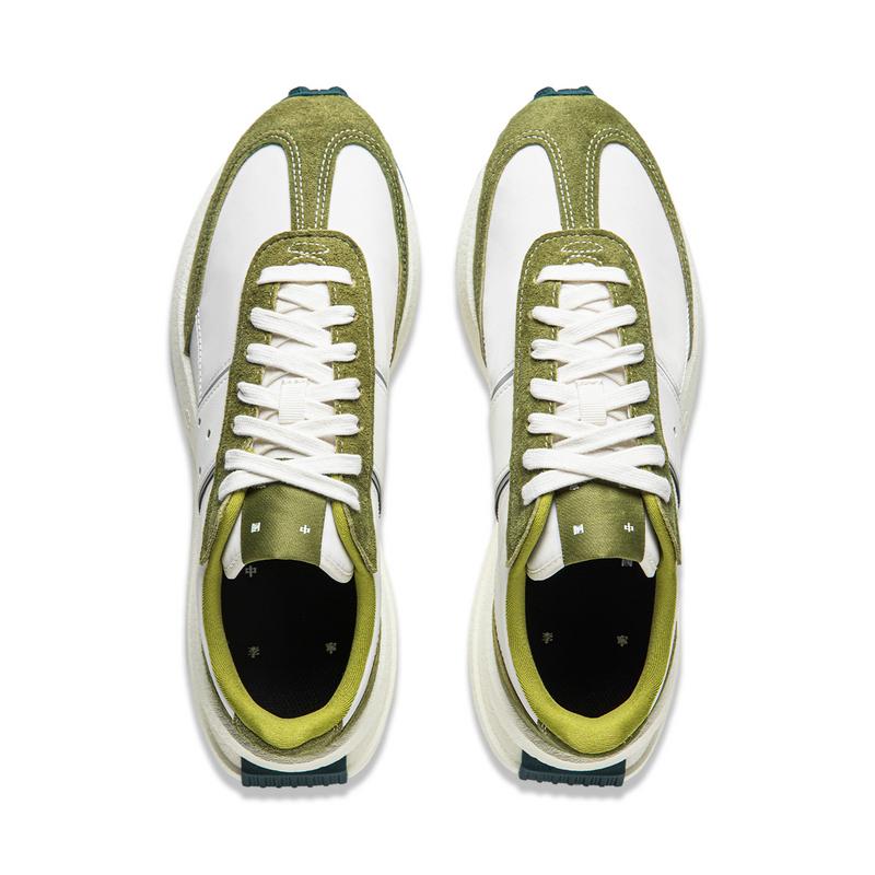Li Ning Light Boat Odblaskowe Modne Niskie Codzienne Buty Unisex Codzienne Buty Białe Zielone AZGU081-5