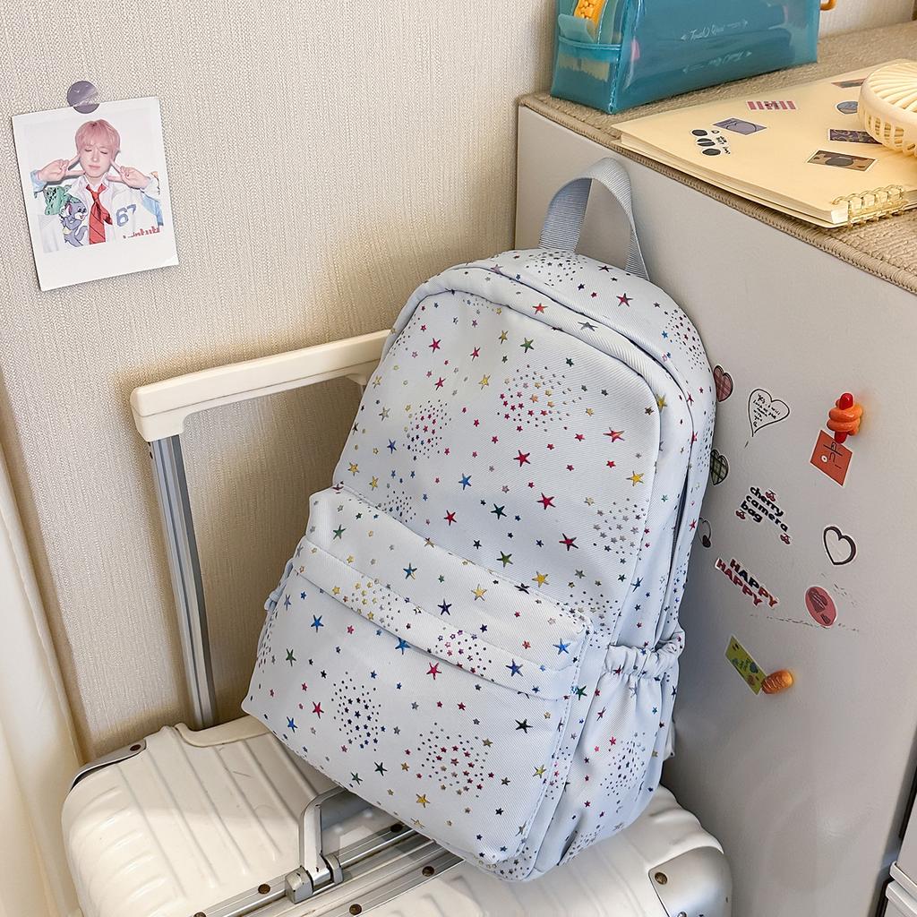 Schoolbag Macaron Series Colorful Star Hot Print Sweet Backpack for Middle School Students for Class Vitality and Youthful Double Shoulder Bag