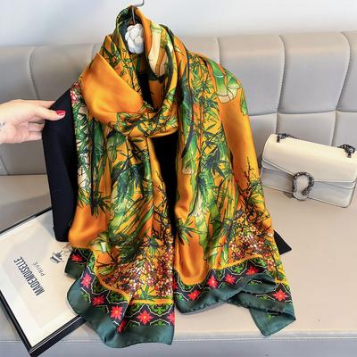 Luxury  Satin Silk Women Scarf Fashion Print Design All-Match Sunscreen Beach Towel Shawl Scarves Bandanna Wraps