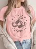 Women's Scorpio Zodiac Sign Grey Casual Short Sleeve Round Neck Blouse with Scorpio Symbol Astrological Print Scorpion