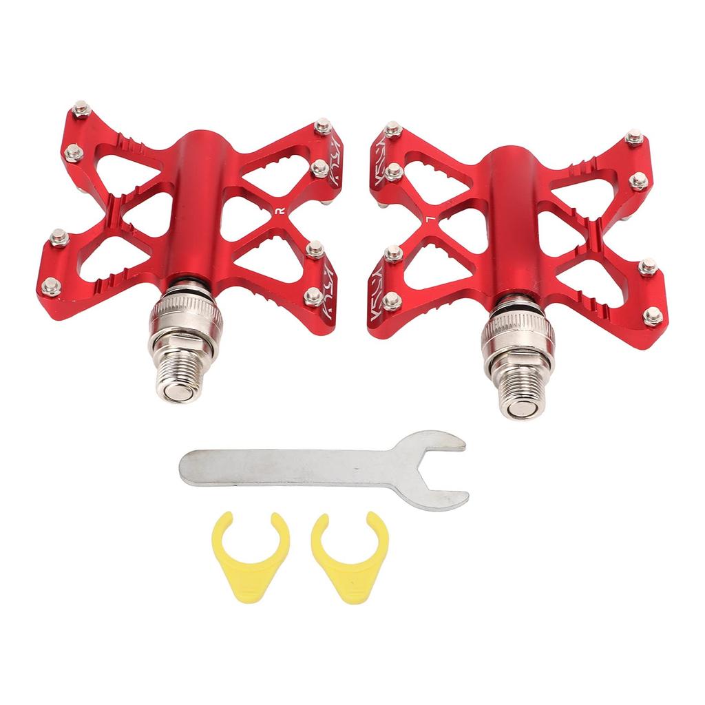 Quick Release Pedals, Aluminum Alloy Long-Life Waterproof Hollow Design for Road Bikes and Mountain Bikes (Red, Boxed) (Dilwecperbkw7vy-12)