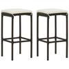 Day and Night - Day and Night Kitchen Stools with Cushions 2 Pcs Brown Synthetic Rattan