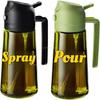 Oil Cruet Olive Oil Dispenser Sprayer for Cooking 2 in 1- Spray and Pour Dark Green Oil Sprayer Bottle 500ml  Spice Rack