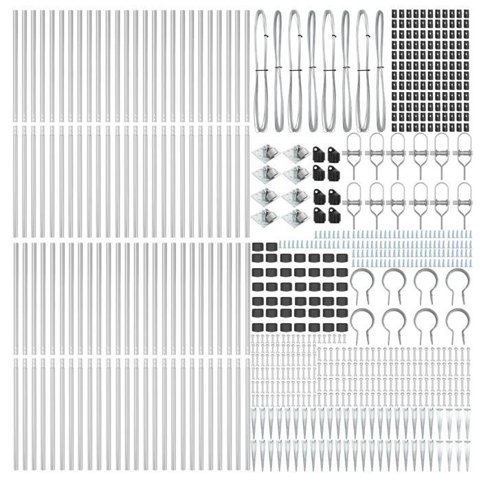 Posts de clôture vidaXL avec pique 52 pcs Ø32 mm 140 cm en acier galvanisé 3350210