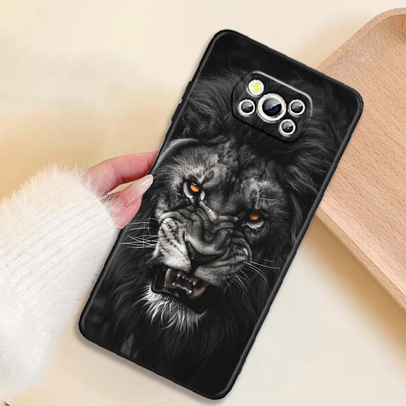 Lion Bear Cat Cool For Xiaomi Mi Poco F3 F4 F5 F6 X3 X4 X5 X6 X7 M3 M4 M5 M6 M7 GT Pro 5G Black Phone Case