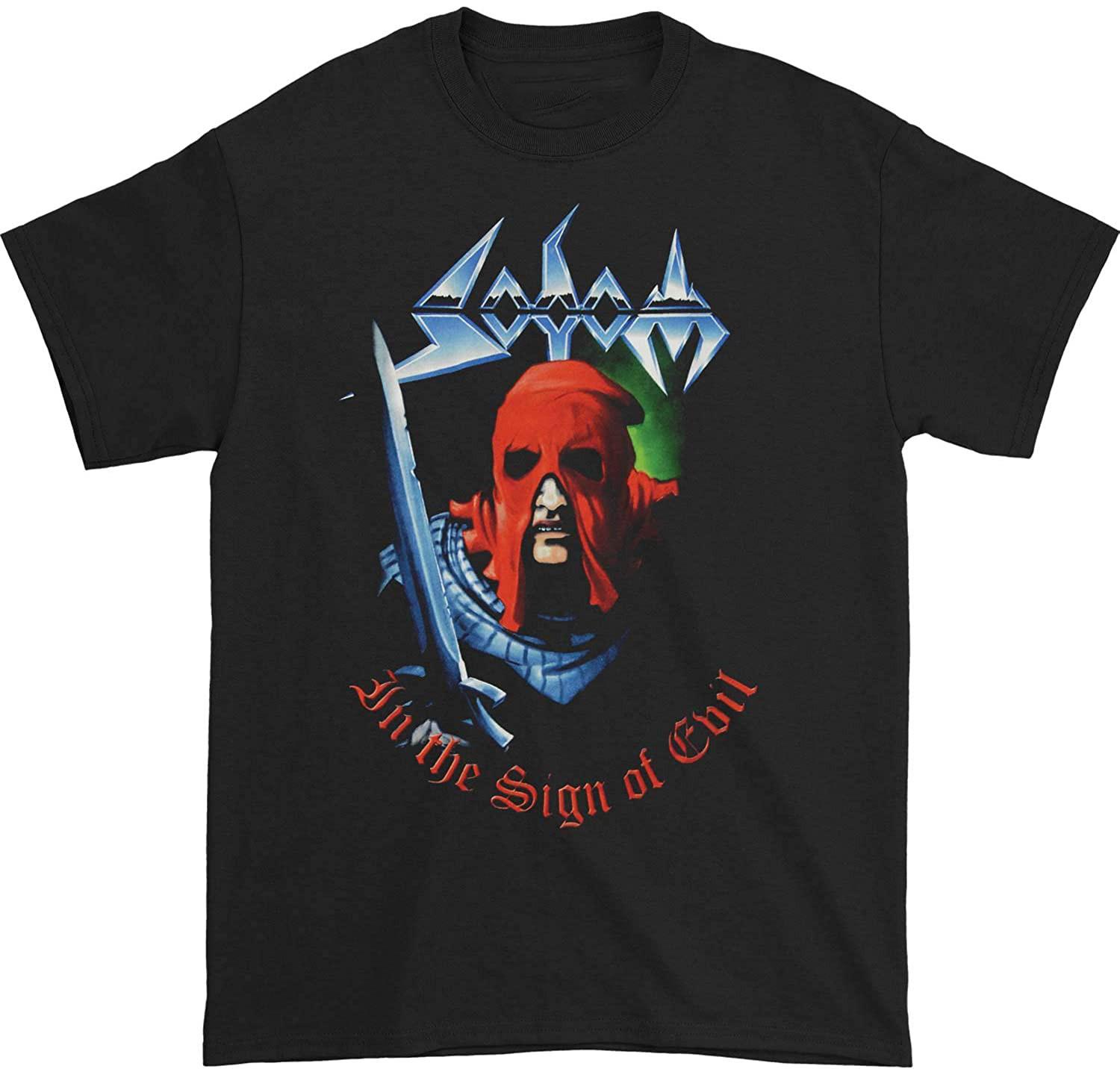 Sodom Men s in The Sign of Evil Tee Album Black Cotton T-shirt L
