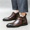 Winter Designer Neu Herren Spitz Lackleder Chelsea Lässige Monk-Riemen Knöchelhochstiefel Männliche Marke High Tops Schuhe Zapatos Hombre