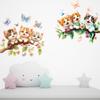 1Pc Watercolor Cartoon Cute Cat on Tree Branch Wall Stickers for Kids Room Decoration Wall Decals Bedroom Decoration Home Decor