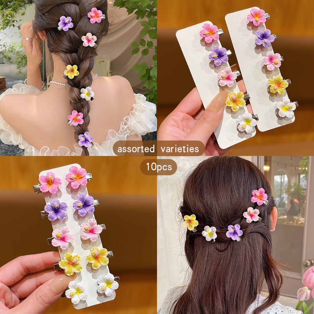 10 barevných náhodných sladkých květinových sponek do vlasů vhodných pro každodenní nošení jako vlasové doplňky