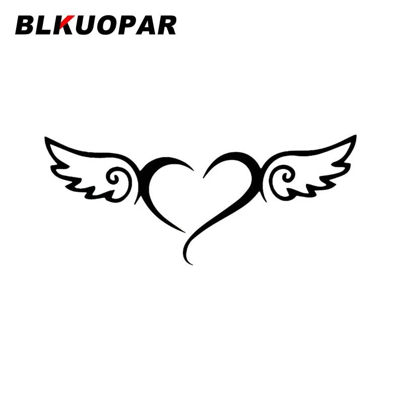 BLKUOPAR Heart Angel Wings Car Stickers Personality Laser Decal Scratch-Proof Die Cut Laptop Refrigerator Car Decoration