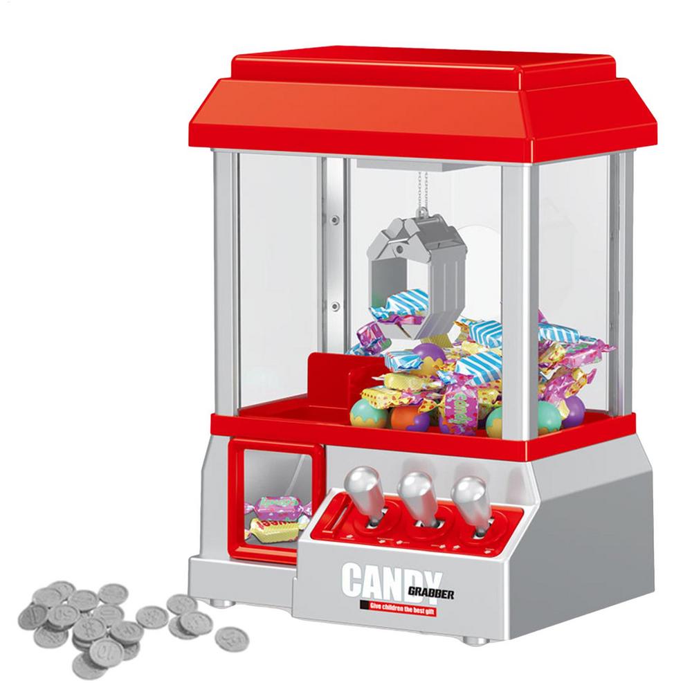 Mini Claw Machine Retro Claw Machine Arcade Game Cool Fun Mini Candy Grabber Prize Dispenser Vending Toy Gift With 24 GameCoins