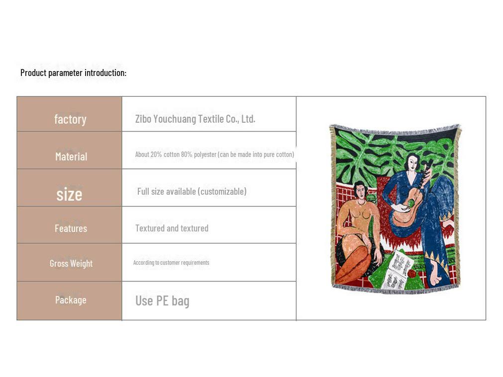 Multifunctional Jacquard Tapestry Blanket: Moisture-Proof Picnic Mat & Sofa Throw