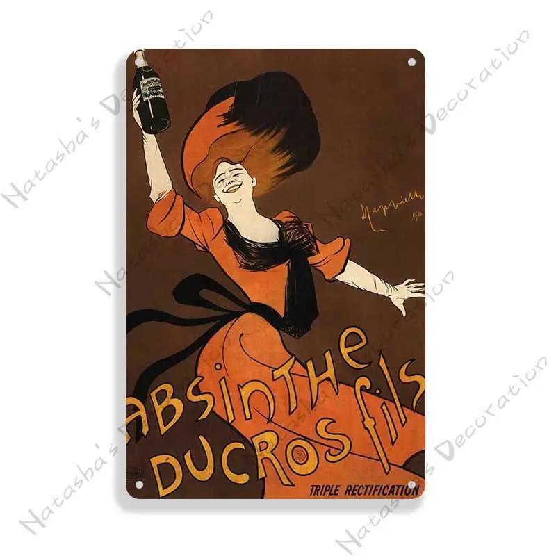 Absinthe Vintage Poster Beer Metal Sign Decorative Wall Plate Retro Metal Plaque Man Cave Home Metal Plate Wall Industrial Decor