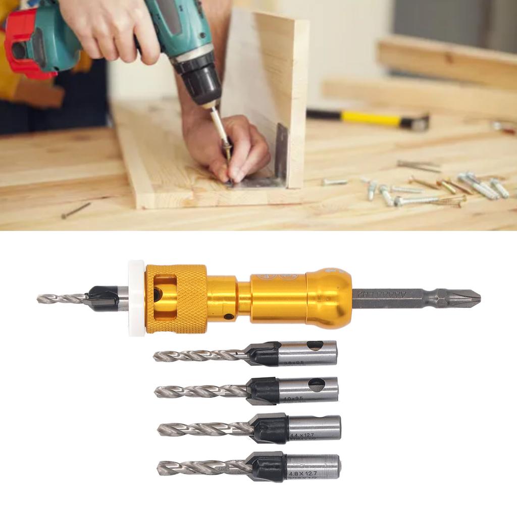 5 Pieces Countersink Drill Bits with Adjustable Depth Stop 82 Degree Screw Countersunk Drill Set for