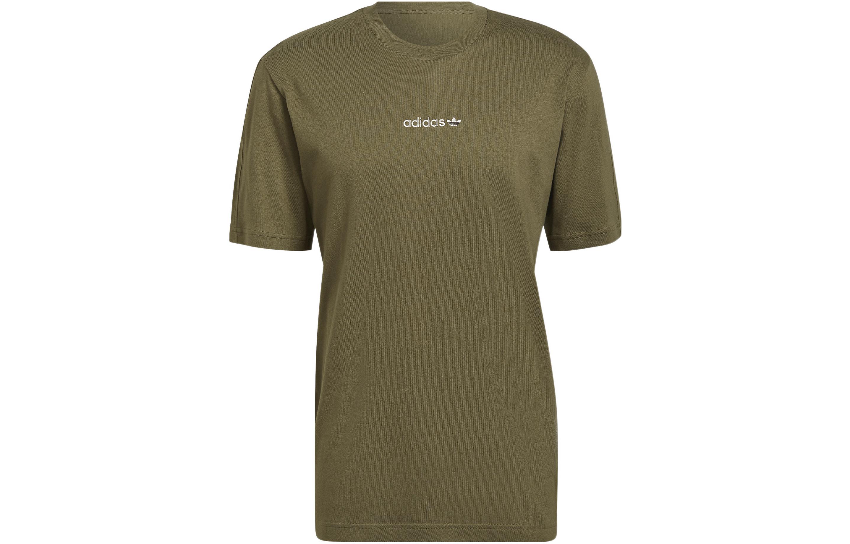 Adidas Originals T Shirts Men s Green Crew Neck Moderate Straight Fit HN0384 S