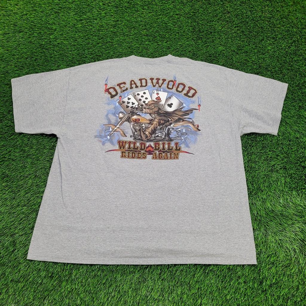 VTG Western Skull Biker T-Shirt 2XL 25x29 Gray