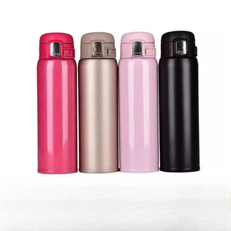 500ml Stainless Steel Vacuum Thermos One Click Flip Lid Portable Insulated Water Bottle for Office Travel Outdoor