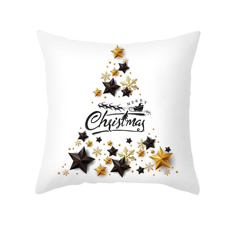 Home Christmas Decoration Pillowcase Merry  Platinum Ball Print  Living Room Sofa Cushion Cover Holiday Gift