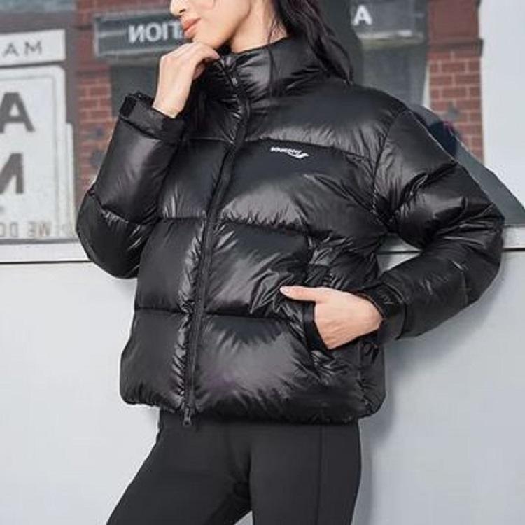 SAUCONY Solid Color Stand Collar Down Jacket Women Jackets Black SC1220006B-BK01