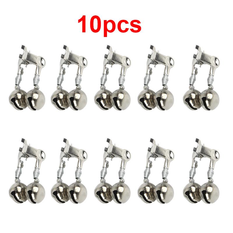 10 peças de clipe de sino de pesca de plástico alarme de vara de pesca com alarmes duplos