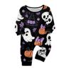 Family Matching Halloween Printed Pajama Set, Long Sleeve Top and Pants for Mom and Kids
