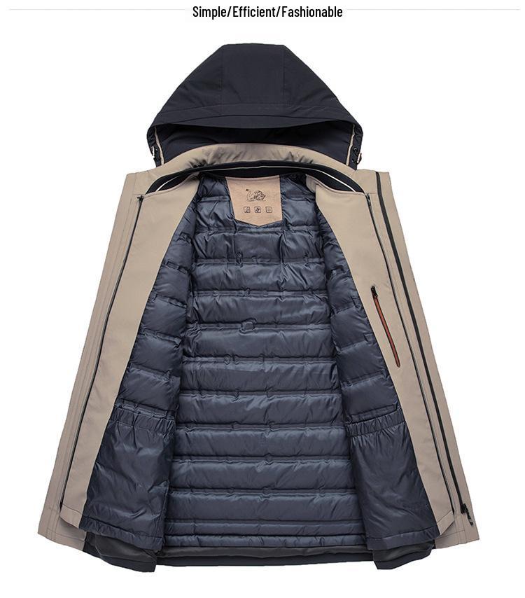 Men's High-End Winter Down Jacket: Middle-Aged & Elderly Business Casual, Thickened Warm Hooded Coat