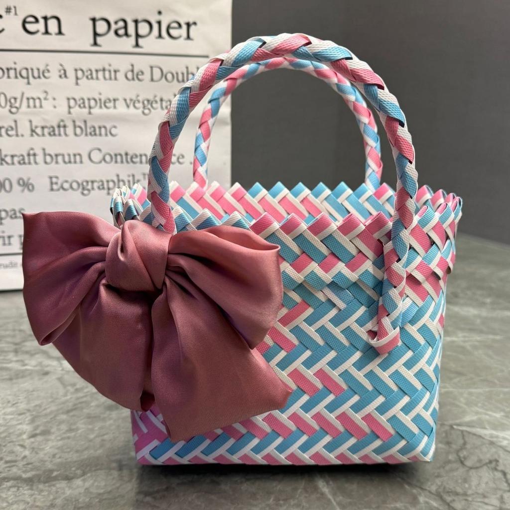 Plastic Woven Handbag Woven Basket Souvenir Basket Bag Beach Women's Bag