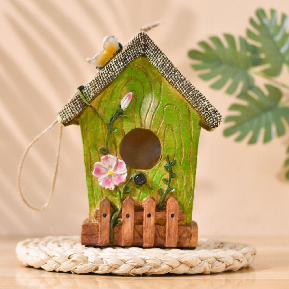 

Мультяшный домик для птиц Миниатюры Уникальный скворечник Клетка Ландшафтный дизайн Креативный подвесной сад для птиц