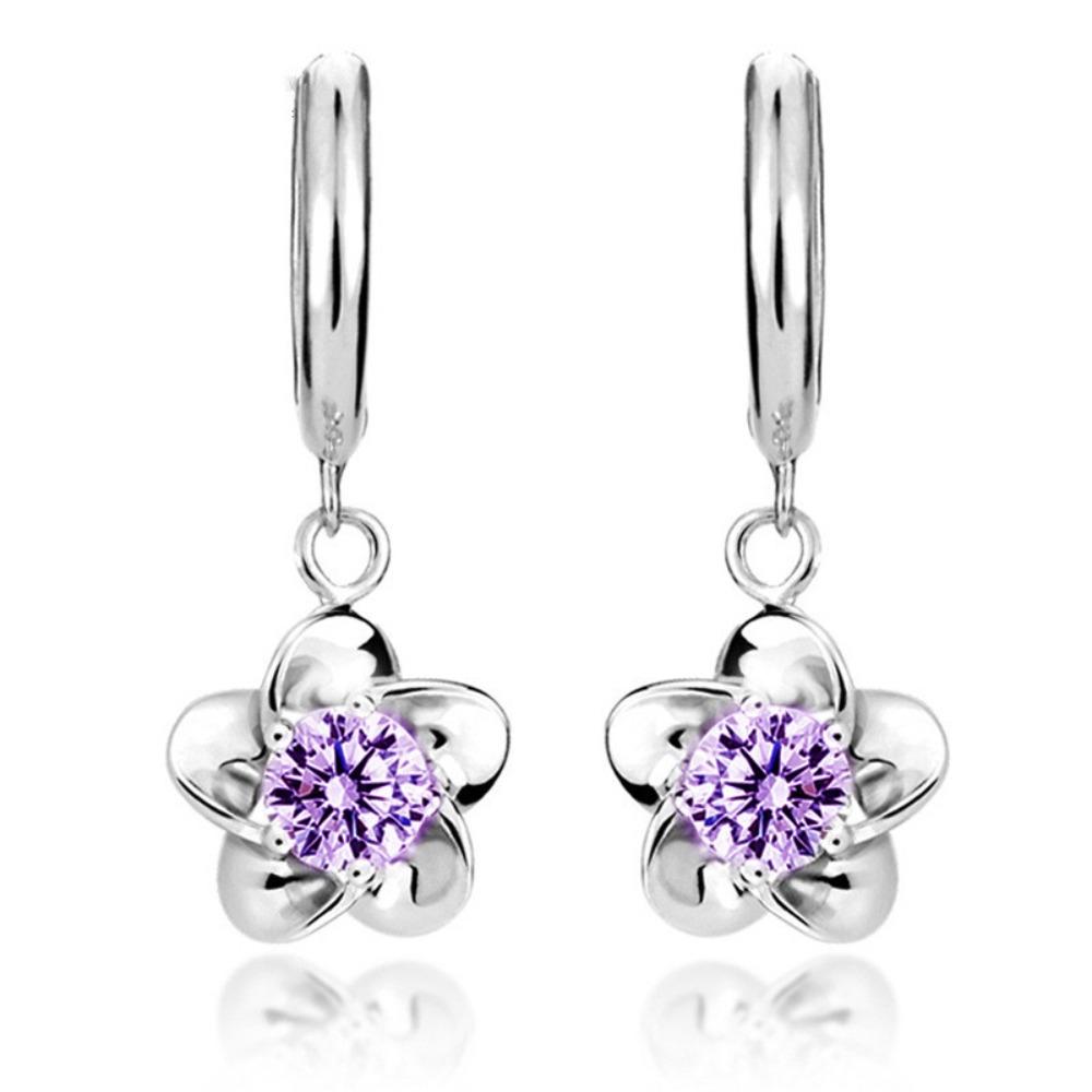 Peony Flower Earrings for Women Silver Plated Dangle Earrings Simple Blossom Fashion Jewelry