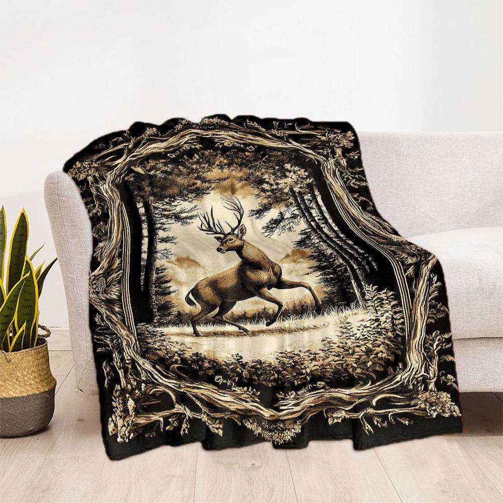 Deer Blanket Durable Comfort Great for Bedding Office Chair Bed for All Seasons Playful Design Suitable for Gifting Relatives and Friends