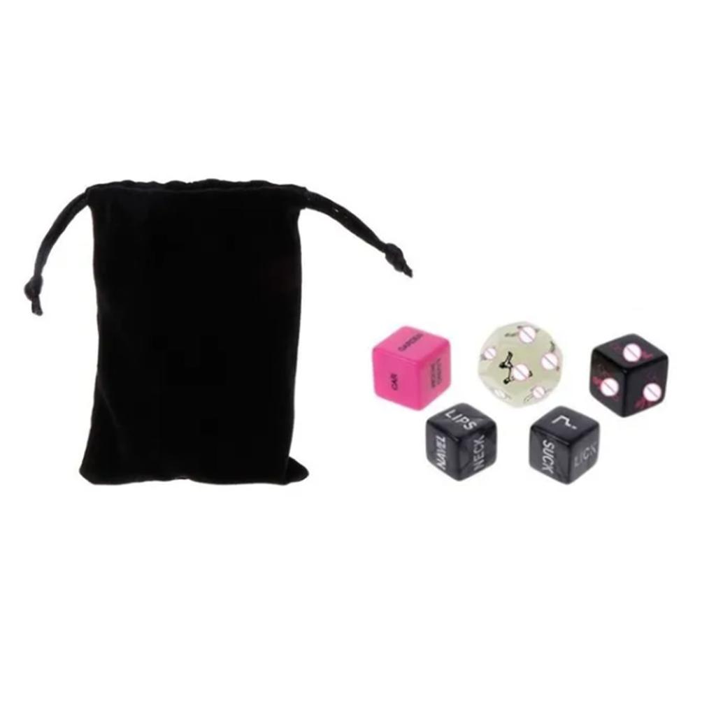 Paar Würfel Erwachsene Bunt Lustig Tragbar Polyedrisch Herausforderungen Würfel mit Stoffbeutel für Liebhaber