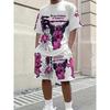 Summer Men's 3D Digital Printing Two-piece Set Street Casual Fashion Breathable Comfortable Sports Loose Large Size Sports Wear