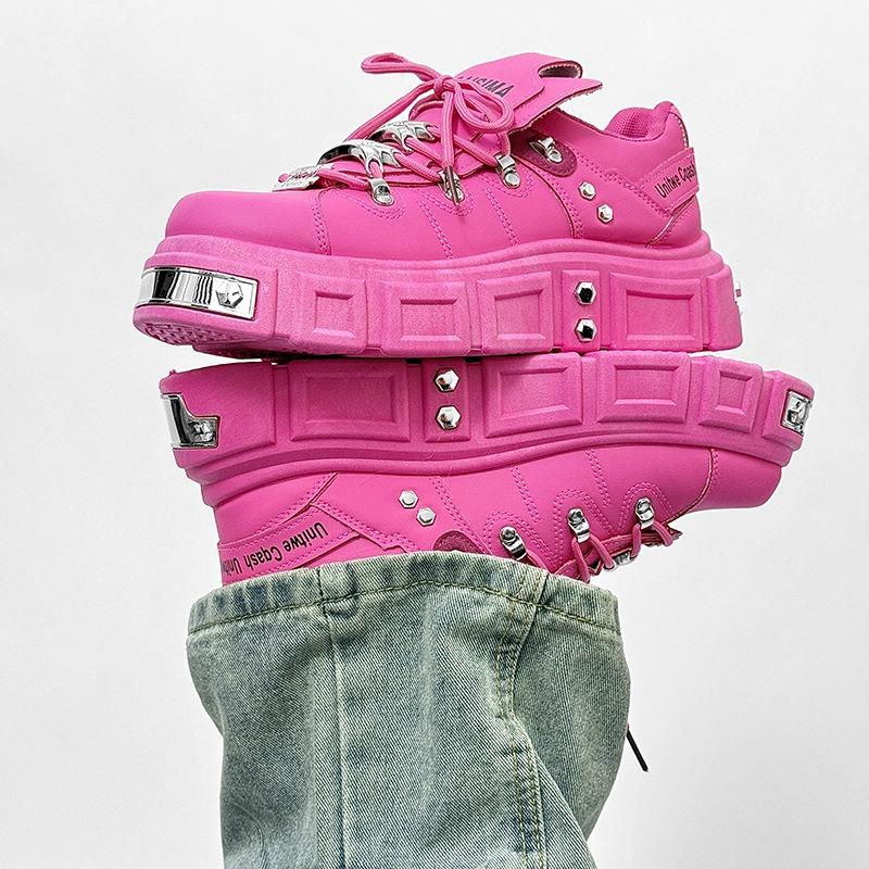 Punk Stil Herrenschuhe Mode Leder Freizeitschuhe Designer Sneaker für Herren Luxus Plateau Schuhe Skateschuhe Zapato Hombre