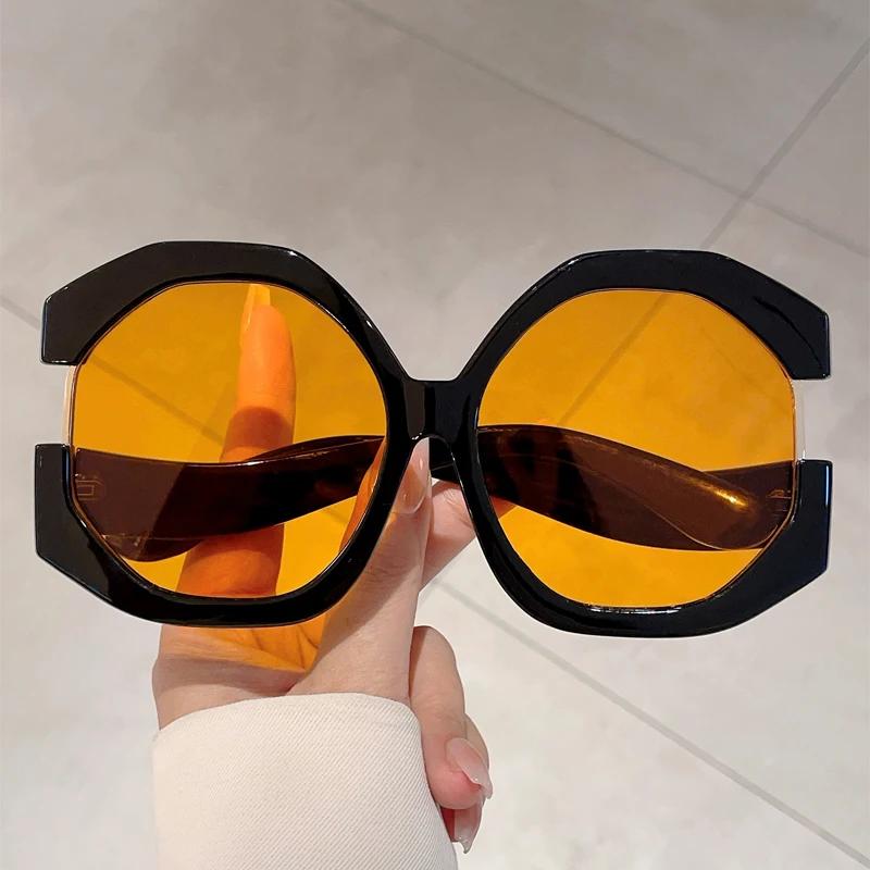 KAMMPT Oversized Round Sunglasses Women Vintage Multi Color Sun Glasses Fashion Brand Design UV Protection Outdoor Vacation
