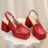 Women's high-heeled sandals spring and summer new waterproof table thick heel large size solid color bag head sandals