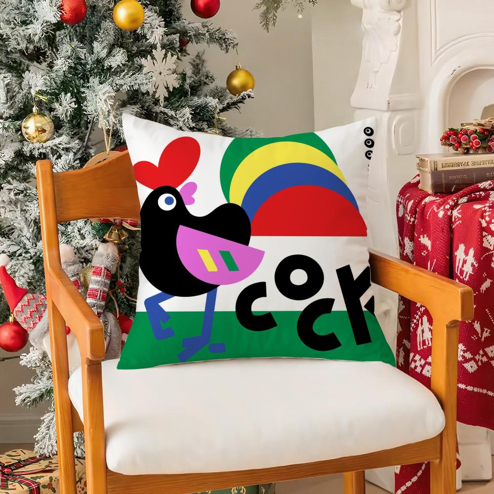 Chinese Zodiac Print Pillow Case Silky Elegant Comfort Sofa Bed Invisible Zipper