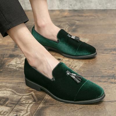 Fashion 2024 Herren-Loafer, Schwarz/Grün, Echtleder, handgefertigt, Schlupfschuhe, formelle Kleidung, Luxus-Quasten, Brogue-Schuhe für Hochzeitsfeiern