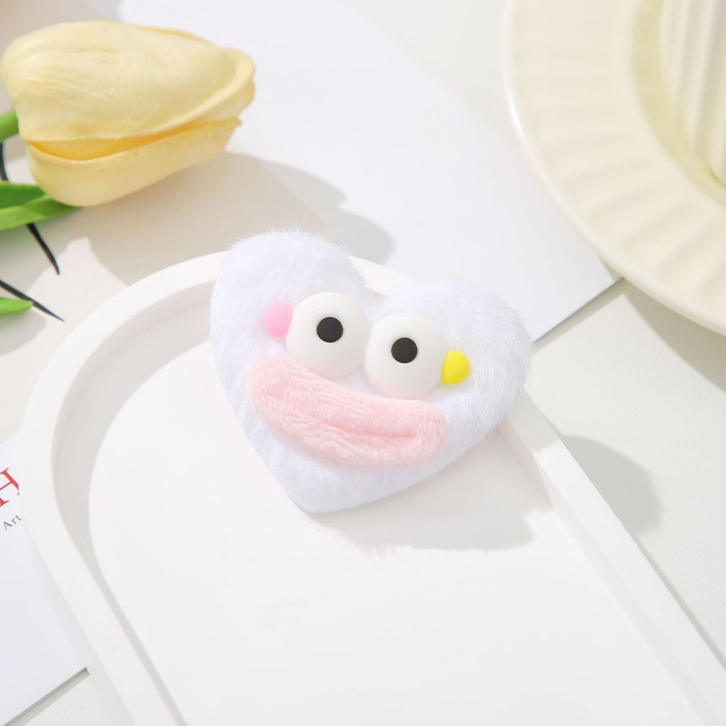 6pcs Fluffy Star Heart Hair Clips for Girls Cute Non-Slip Soft Fuzzy Bangs Duckbill Clip Cartoon Lovely Hair Accessories