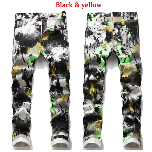 Homeparty Mens Fashion New Printed Individual Jeans Making Old Printed Trousers Pant Homeparty Mens Fashion New Printed Individual Jeans Making Old Printed Trousers Pant