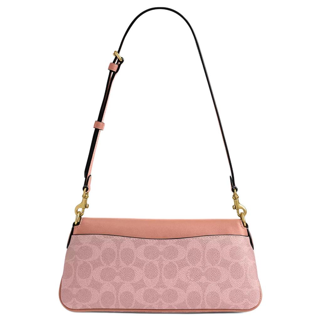 Coach Jet 11 Logo Coated Canvas And Calfskin Shoulder Bag Women Shoulder Bag Pink CBA83-B4YU2